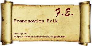 Francsovics Erik névjegykártya